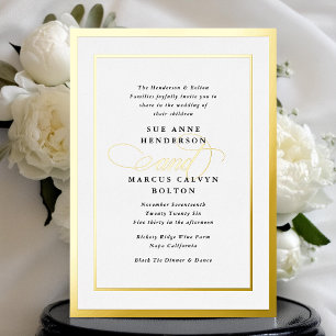 Relieve Metalizado Elegante Invitación Formal con Caligrafía en Marco