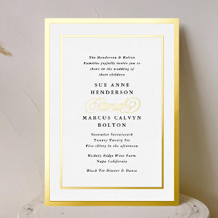 Relieve Metalizado Elegante Invitación Formal con Caligrafía en Marco