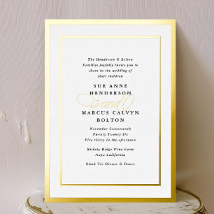 Relieve Metalizado Elegante Invitación Formal con Caligrafía en Marco