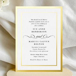 Relieve Metalizado Elegante Invitación Formal con Caligrafía en Marco