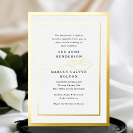 Relieve Metalizado Elegante Invitación Formal con Caligrafía y Marco 