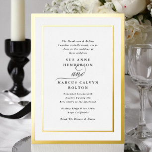 Relieve Metalizado Elegante Invitación Formal con Caligrafía y Marco 