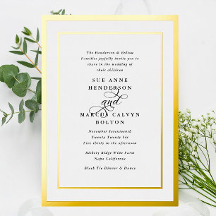 Relieve Metalizado Elegante Invitación Formal con Caligrafía y Marco