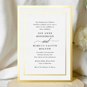Relieve Metalizado Elegante Invitación Formal con Caligrafía y Marco