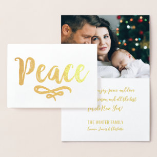 Relieve Metalizado Elegante tarjeta de Navidad con guión de Paz en do