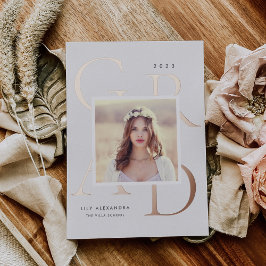 Relieve metalizado en caja | Invitación de graduac