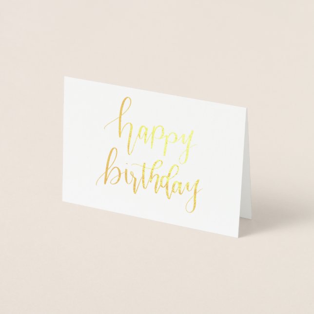 Relieve Metalizado Feliz cumpleaños, carta de mano con tarjeta falsa  (Anverso)