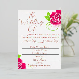 Relieve Metalizado Invitación a la boda con rosa