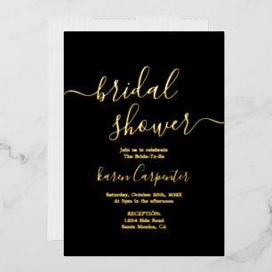 Relieve Metalizado Invitación a la ducha de novia con papel de oro re