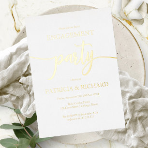 Relieve Metalizado Invitación a la fiesta de compromiso con caligrafí