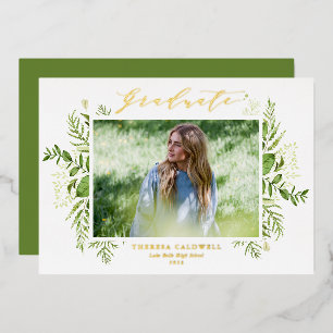 Relieve Metalizado Invitación a la fiesta de graduación con foto de f