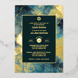 Relieve Metalizado Invitación Bar Mitzvah con auténtico foil de ágata