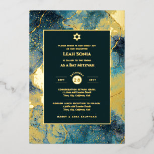 Relieve Metalizado Invitación Bar Mitzvah con auténtico foil de ágata