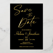 Invitación de Ahorro de Fecha con Monograma Negro