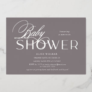 Relieve Metalizado invitación de aluminio para baby shower con letra