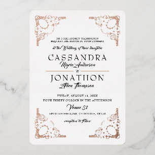 Relieve Metalizado Invitación de Boda - Art Nouveau con Poema