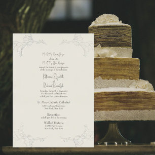 Relieve Metalizado Invitación de boda beige con lámina de plata para