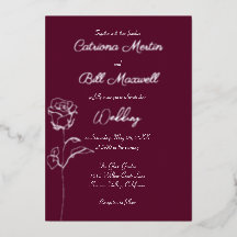 Invitación de boda clásica con foil de plata y cir