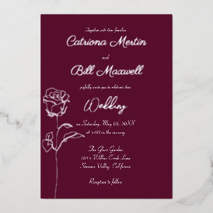 Relieve Metalizado Invitación de boda clásica con foil de plata y cir