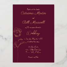 Invitación de boda clásica de Borgoña y Rosa con H