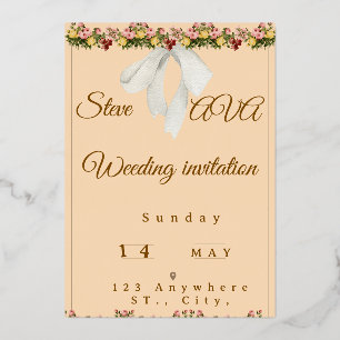 Relieve Metalizado Invitación de boda con acuarela suave