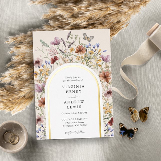 Relieve Metalizado Invitación de boda con arco boho (Boho Arch Wedding Invitation Foil Invitation
)