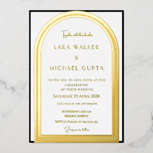 Relieve Metalizado Invitación de boda con arco clásico con borde