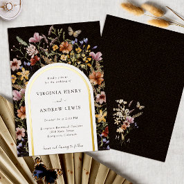 Relieve Metalizado Invitación de boda con arco negro con lámina