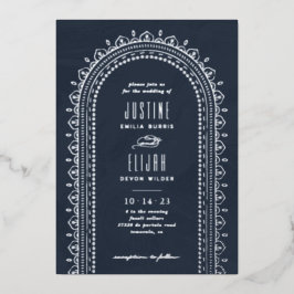 Relieve Metalizado Invitación de boda con arco ornamentado con lámina