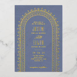 Relieve Metalizado Invitación de boda con arco ornamentado con lámina