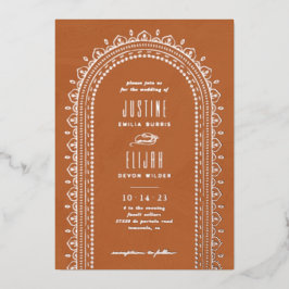 Relieve Metalizado Invitación de boda con arco ornamentado de papel d