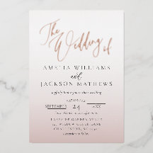 Invitación de Boda con Caligrafía y Hoja de Oro Ro