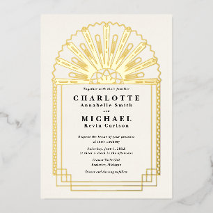 Relieve Metalizado Invitación de boda con elegancia Art Deco