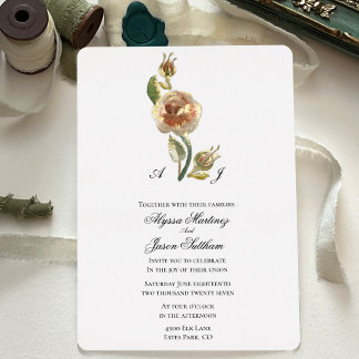 Relieve Metalizado Invitación de boda con estampado de flores y papel