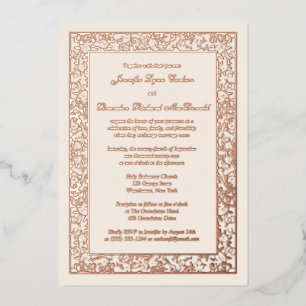 Relieve Metalizado Invitación de boda con filigrana floral de papel d