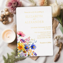 Invitación de boda con flores silvestres y papel d