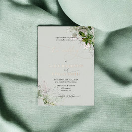 Relieve Metalizado Invitación de boda con foil de escritura Boho Gree