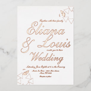 Relieve Metalizado Invitación de boda con foil estampado y escritura