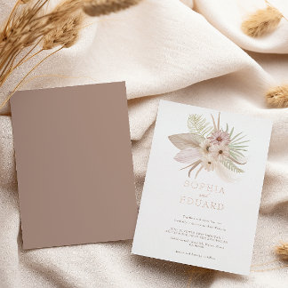 Relieve Metalizado Invitación de boda con foil floral tropical bohemi