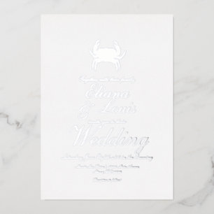 Relieve Metalizado Invitación de boda con foil prensado de cangrejo d