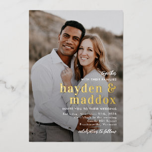 Relieve Metalizado Invitación de boda con foto de realce metálico de 