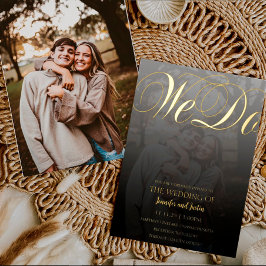 Relieve Metalizado Invitación de boda con foto desvanecida de terrari