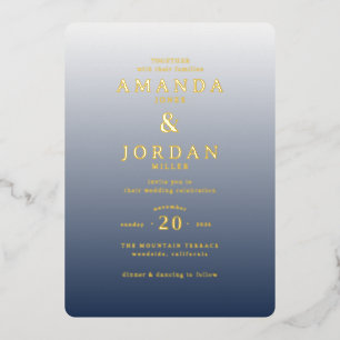 Relieve Metalizado Invitación de boda con gradiente elegante