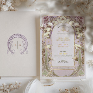 Relieve Metalizado Invitación de Boda con Hoja de Oro Calla Lily Rose