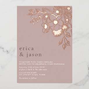 Relieve Metalizado Invitación de boda con hoja de oro rosa y polvo
