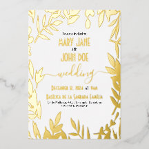 Invitación de boda con hojas de oro