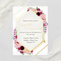 Invitación de Boda con Hojas de Peonía