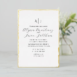 Relieve Metalizado Invitación de boda con lámina de borde Deckle