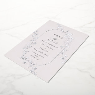 Relieve Metalizado Invitación de boda con lámina de flor moderna dibu