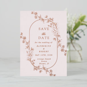 Relieve Metalizado Invitación de boda con lámina de flores modernas d